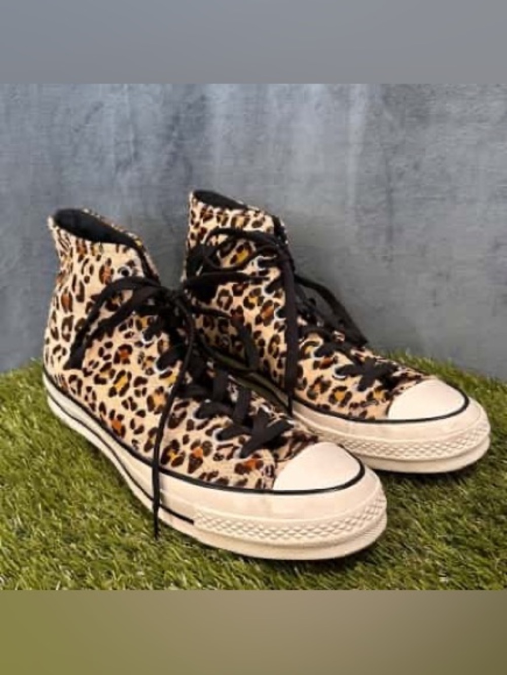 Converse Leopard Print High-Tops with Black Trim